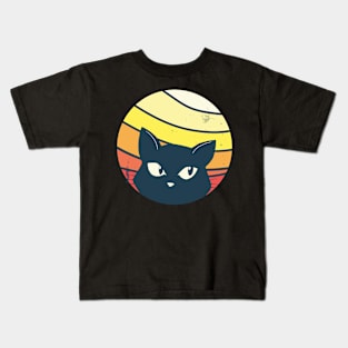 Black Cat Kitten Vintage Retro Aesthetic Vibes Animal Social Distancing FaceMask Kids T-Shirt